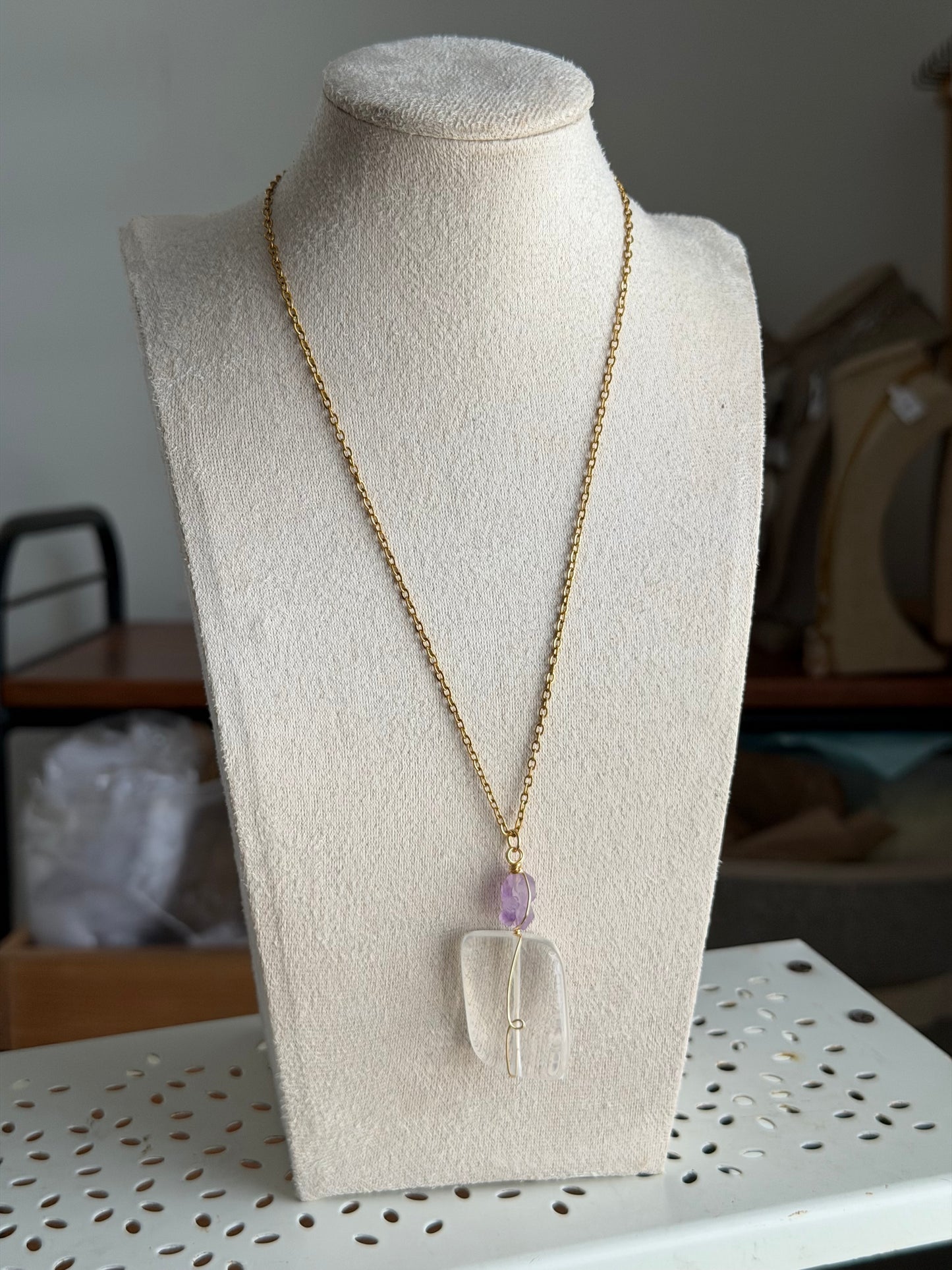 Clear quartz necklace