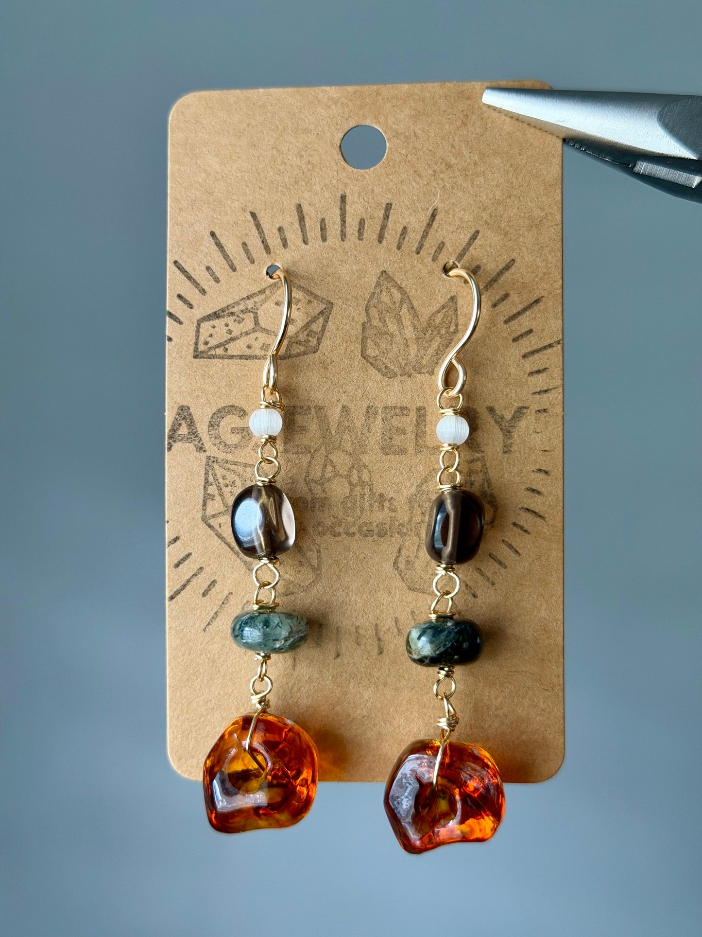 Smokey quartz drops
