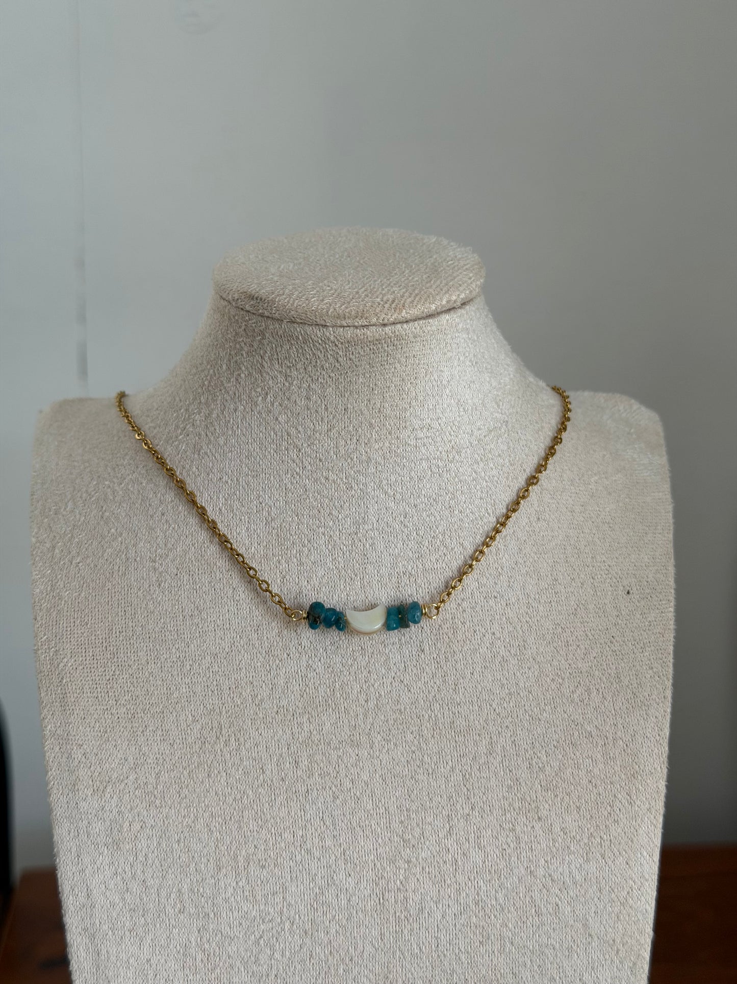 Apatite moon necklace