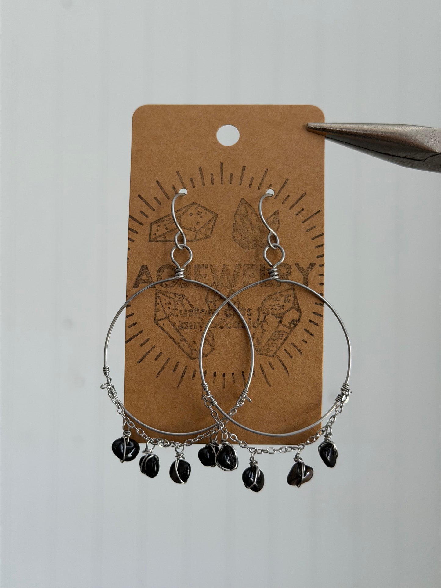 Obsidian chandelier earrings