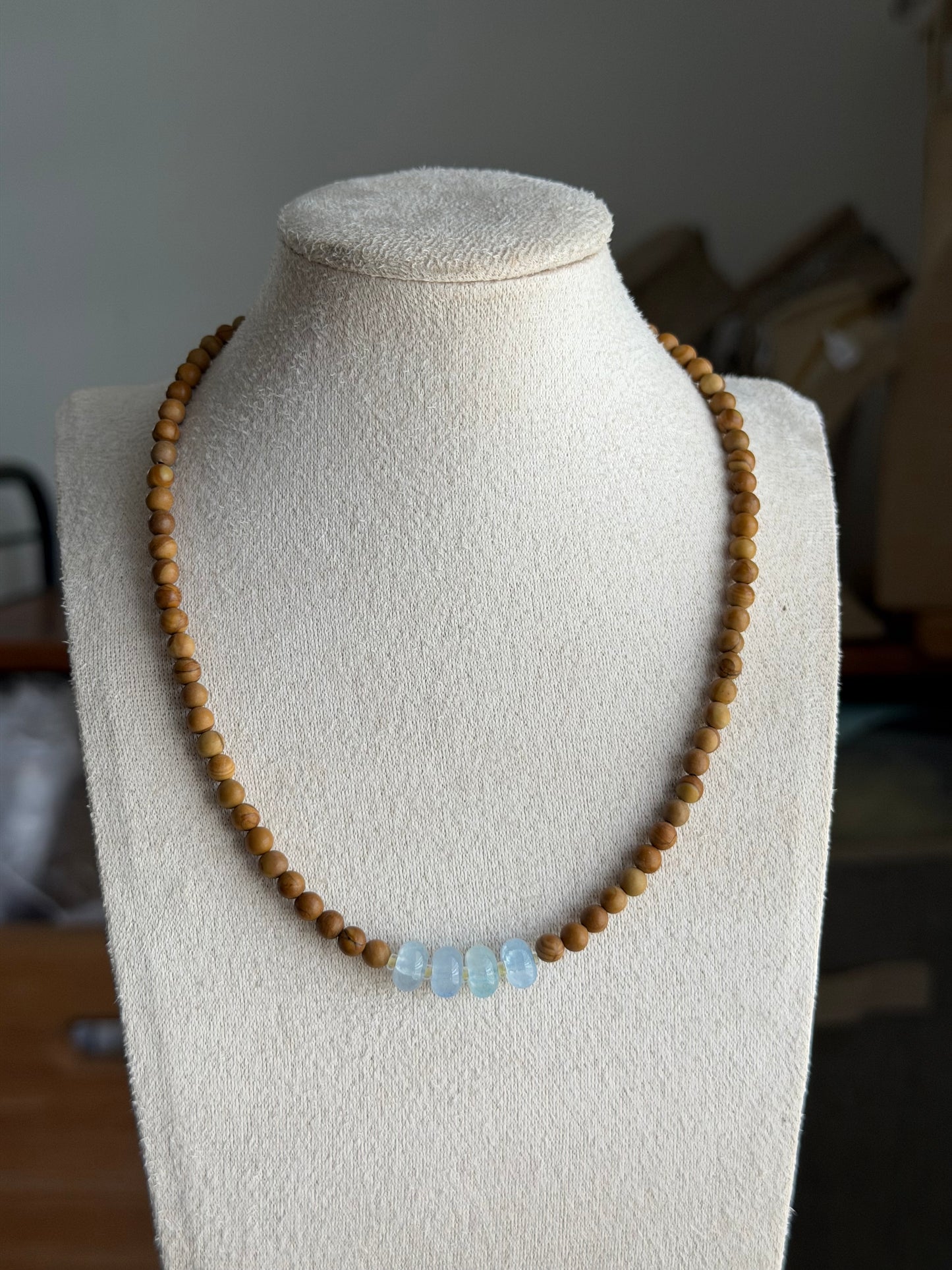 Aquamarine beaded necklace
