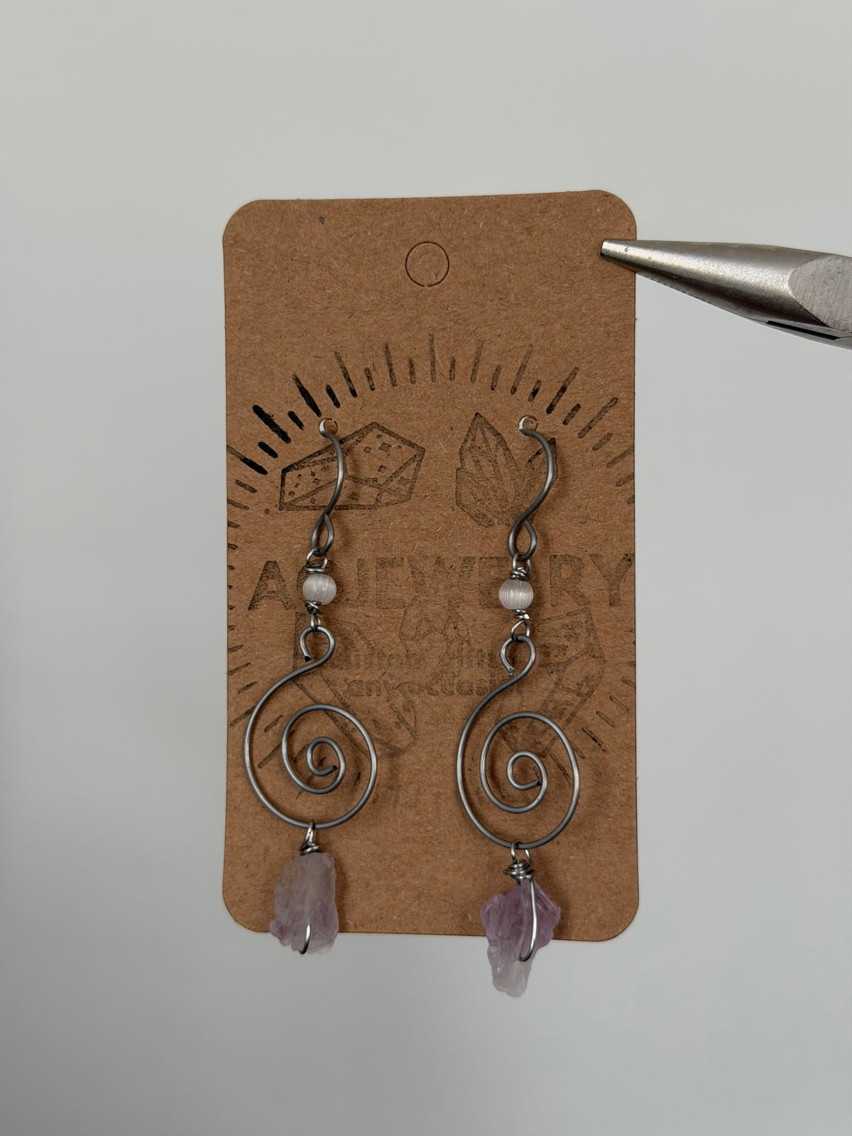 amethyst spiral earrings