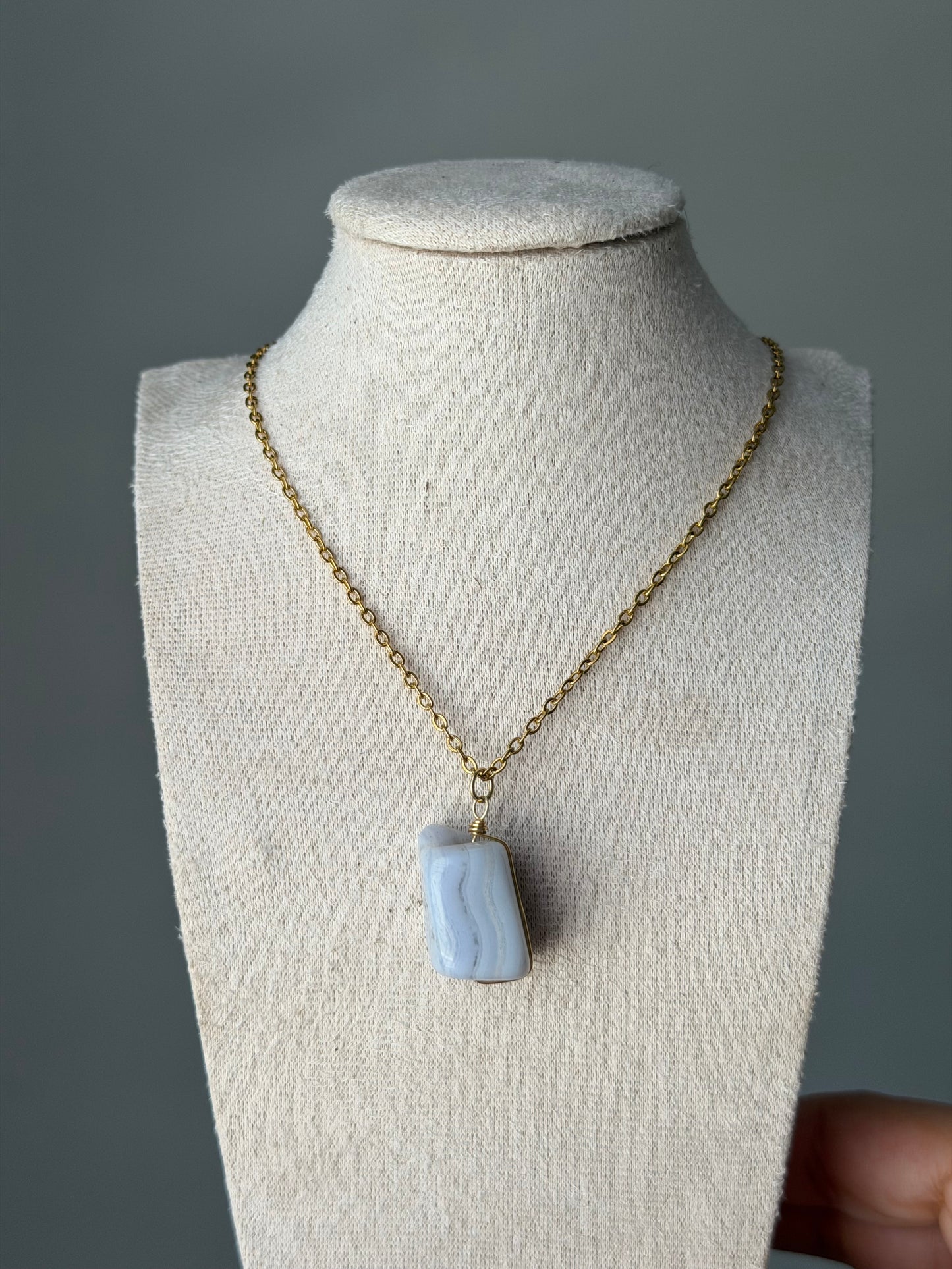 Blue lace agate necklace