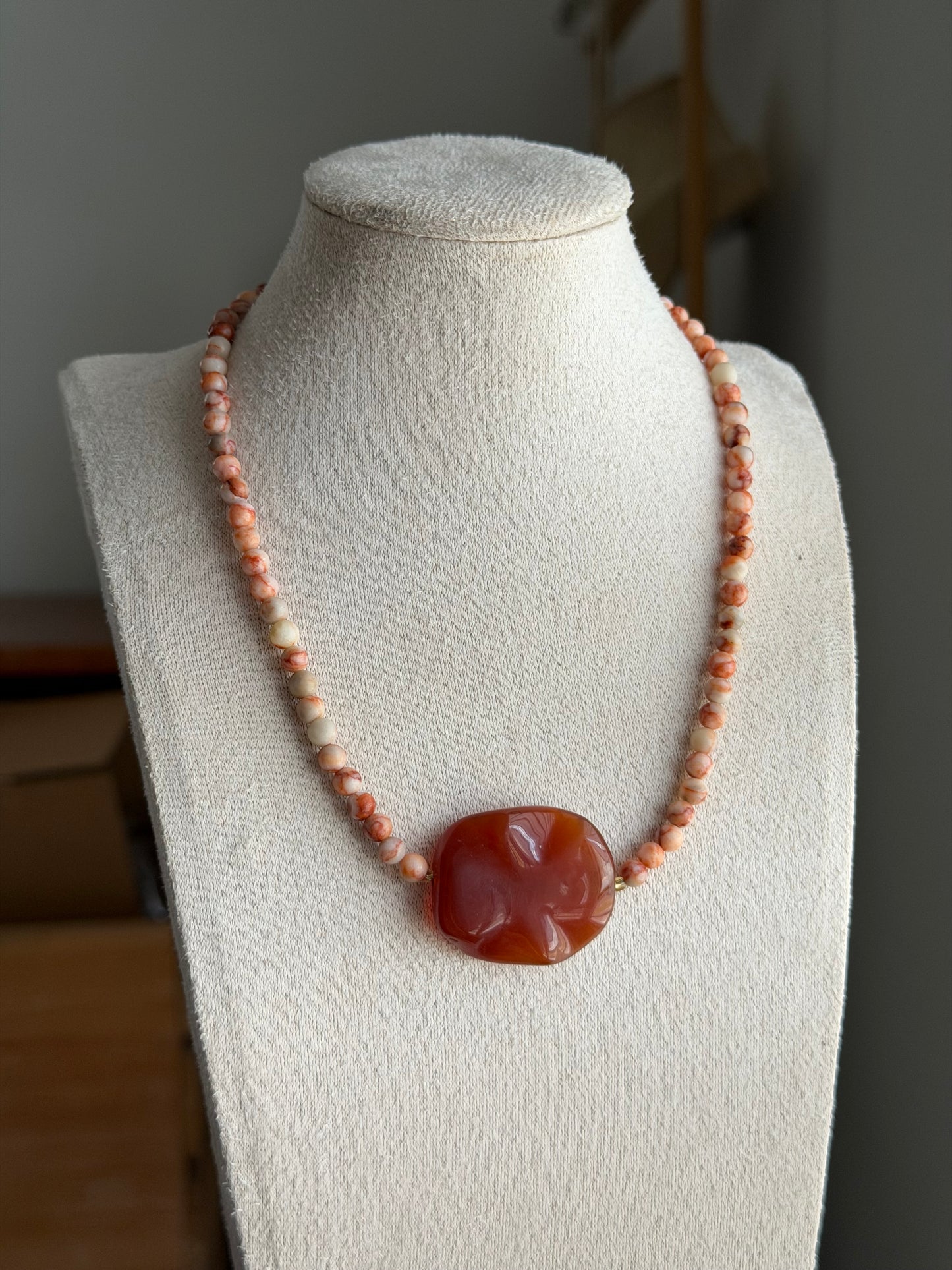 Carnelian beaded necklace