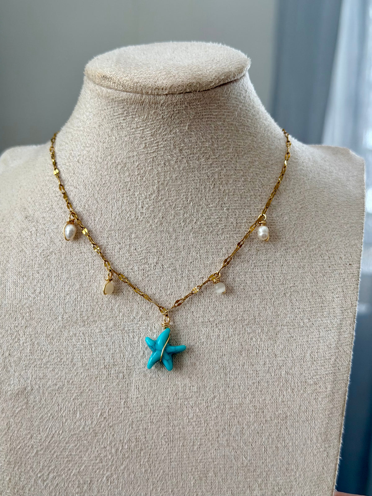 Starfish diamond cut necklace