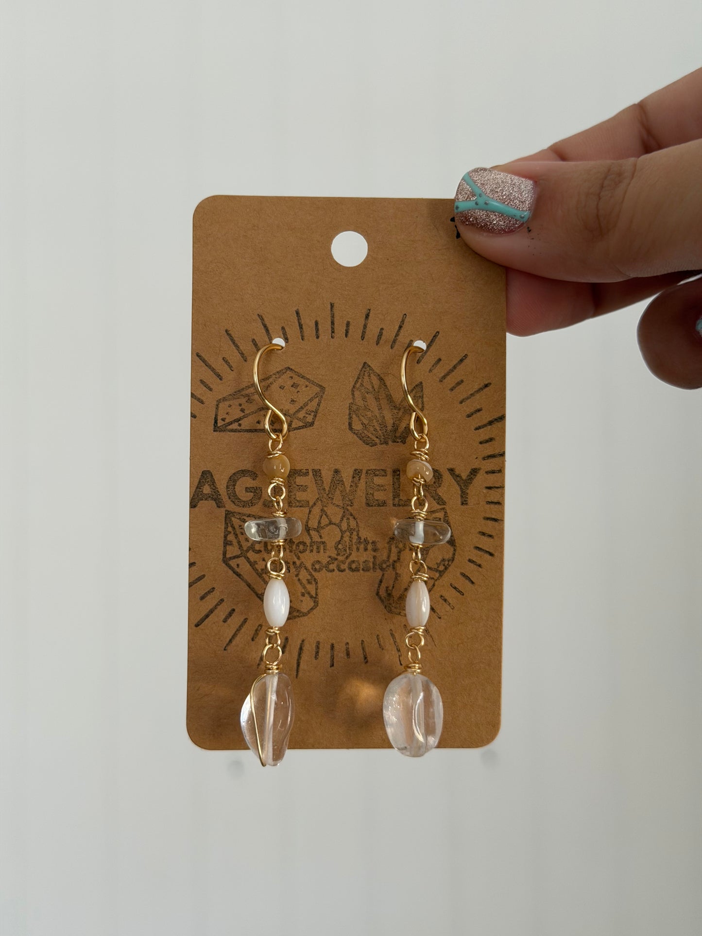 Clear quartz drop earrings