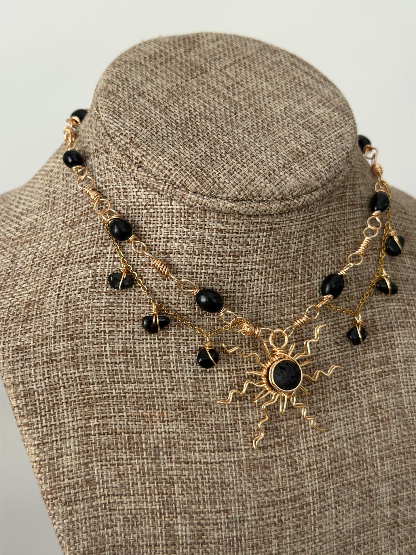 Sun obsidian fairy choker
