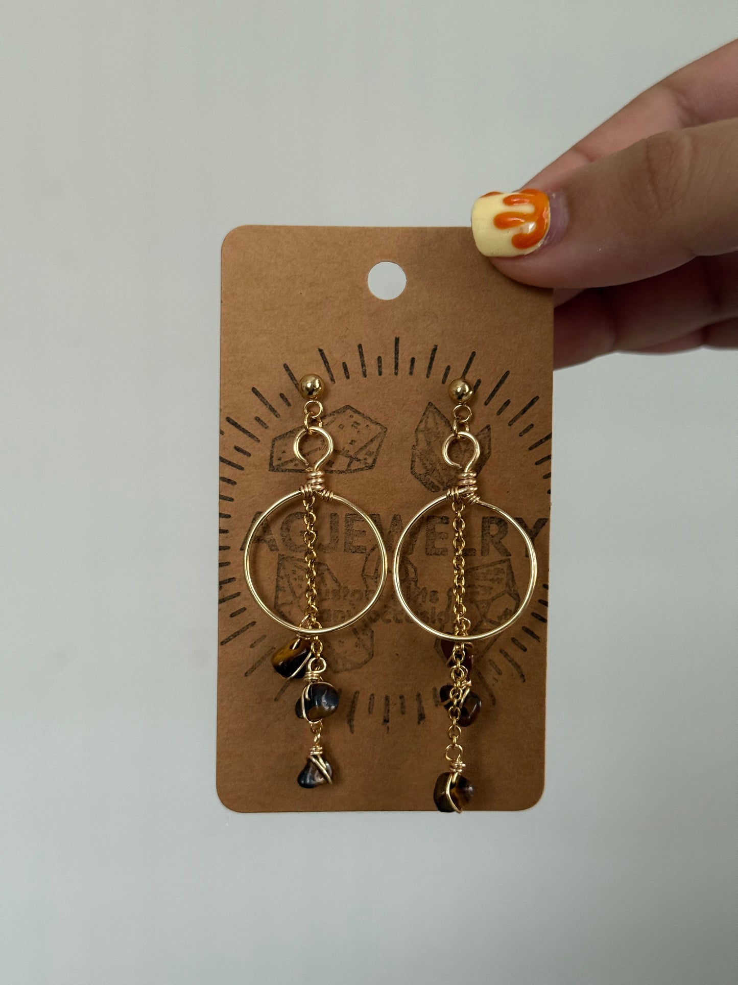Tigers eye drop earrings