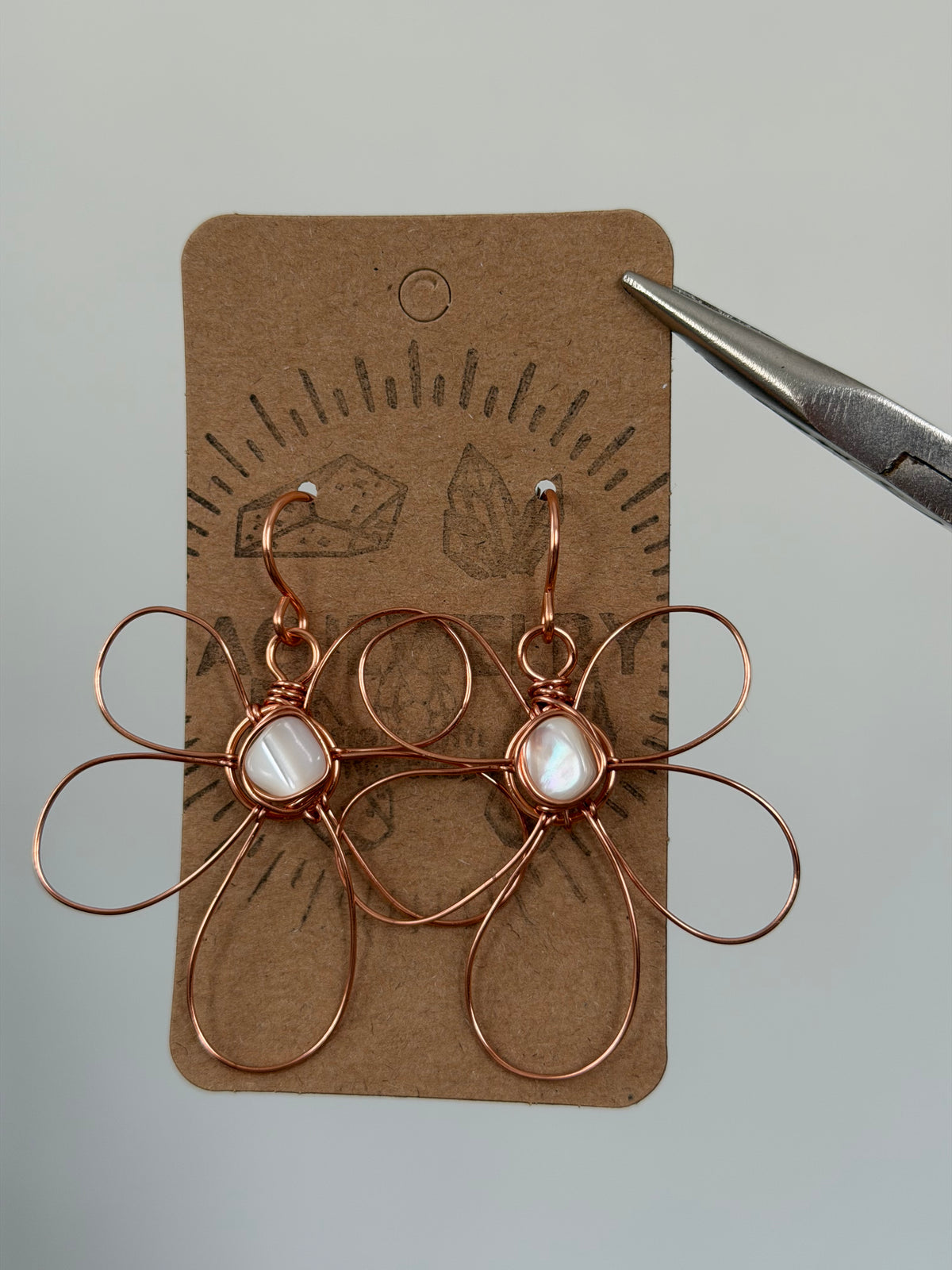 Copper flower earrings