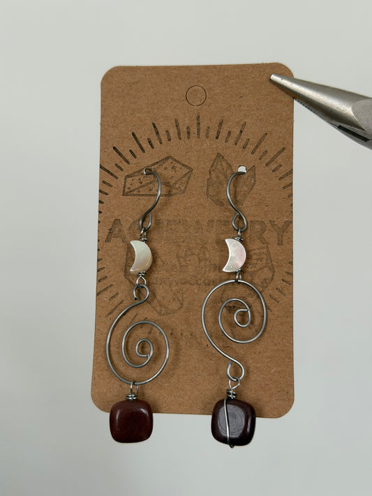 Moon spiral earrings