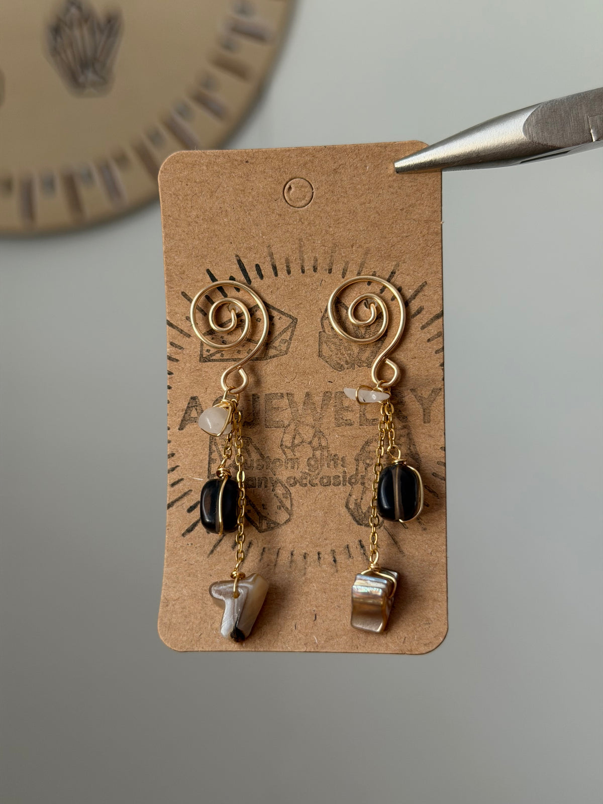 Smokey quartz swirl stud