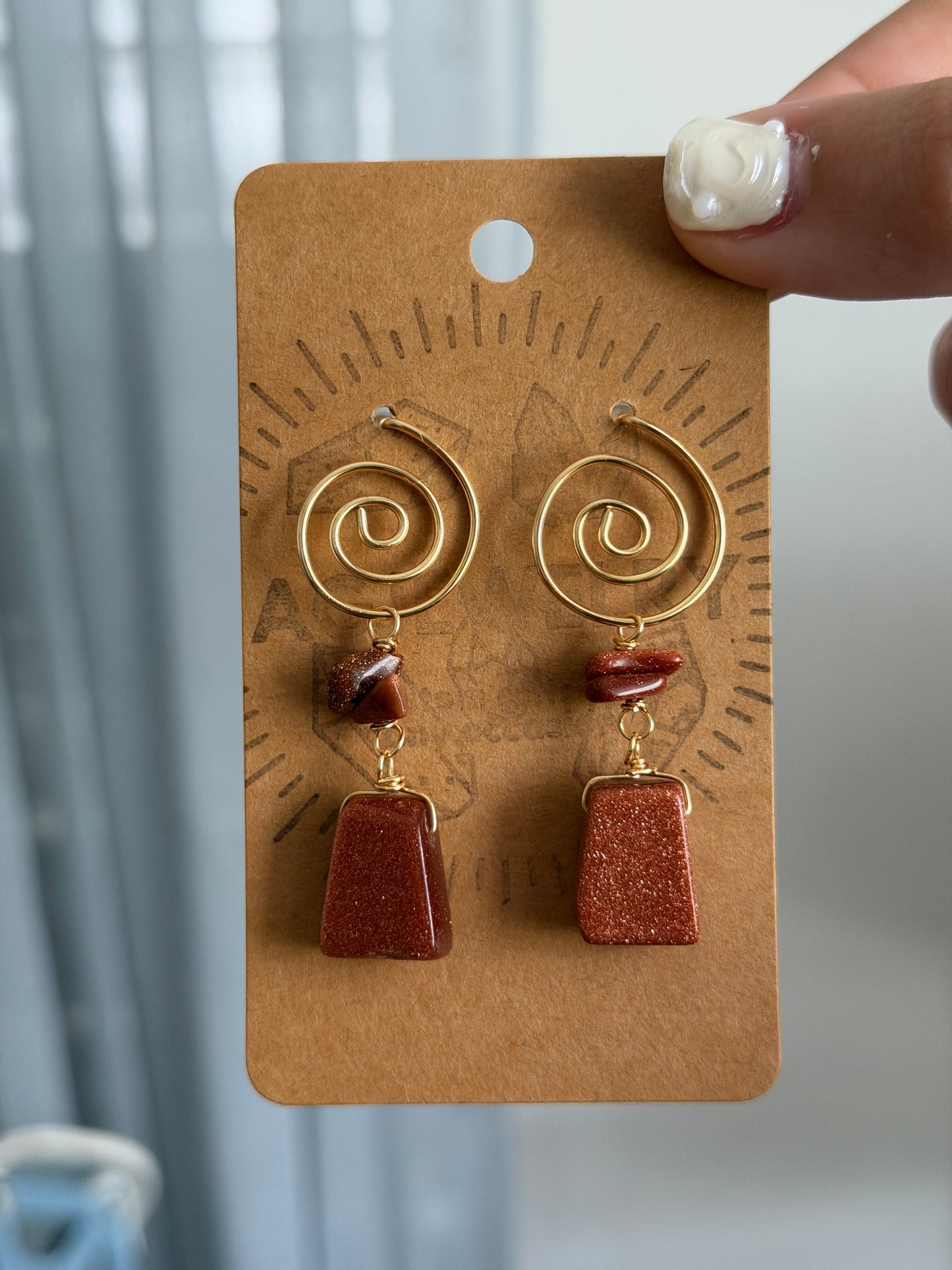 Sun stone swirl earrings