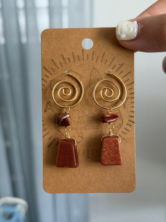 Sun stone swirl earrings