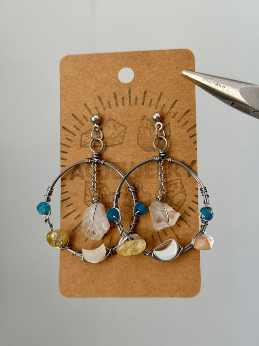 Moon hoop earrings