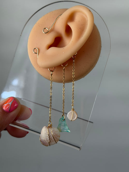 Nácar shell med ear cuff ✨