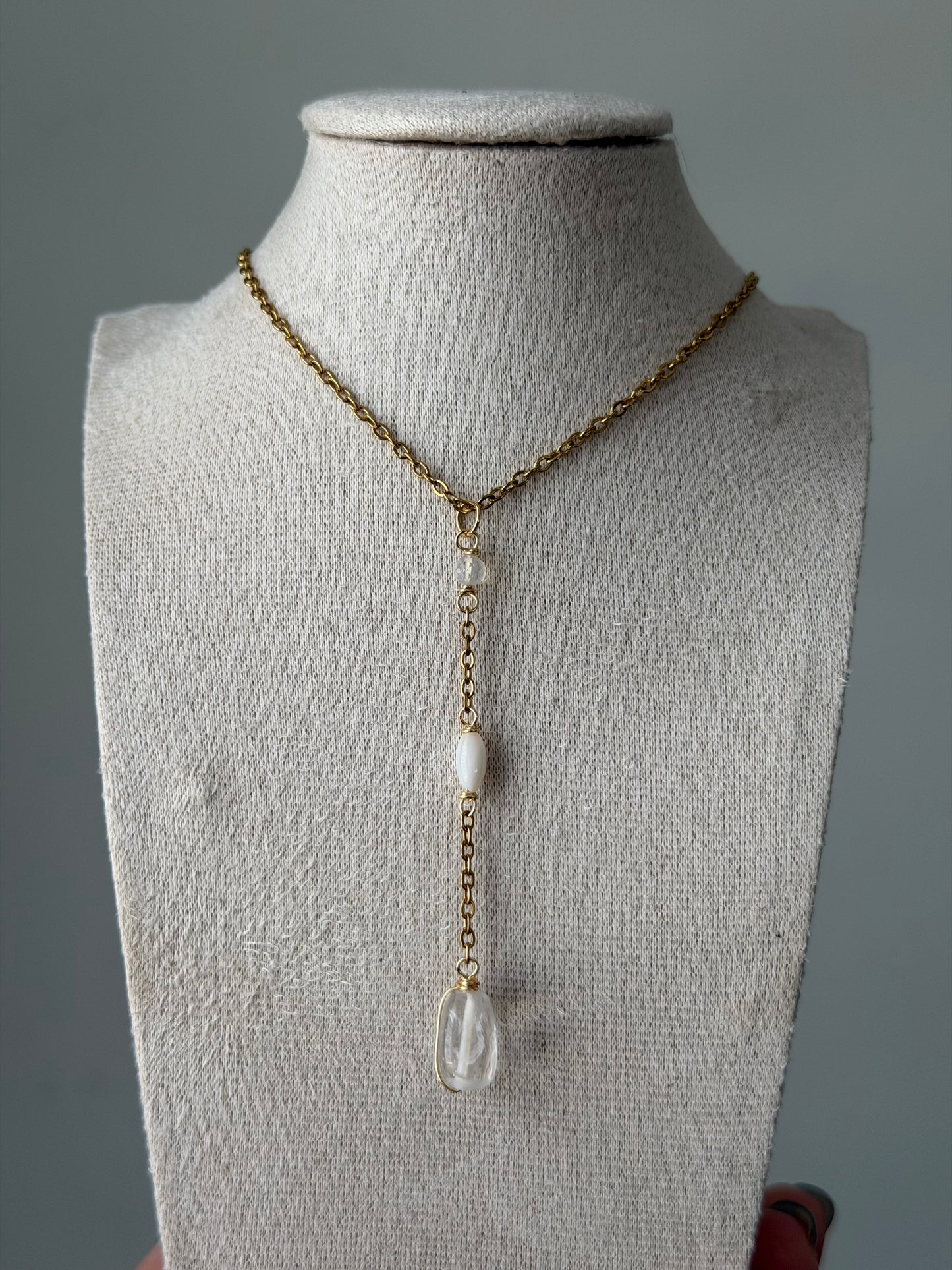 Quartz Y chain necklace