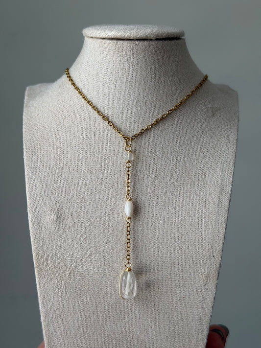 Quartz Y chain necklace