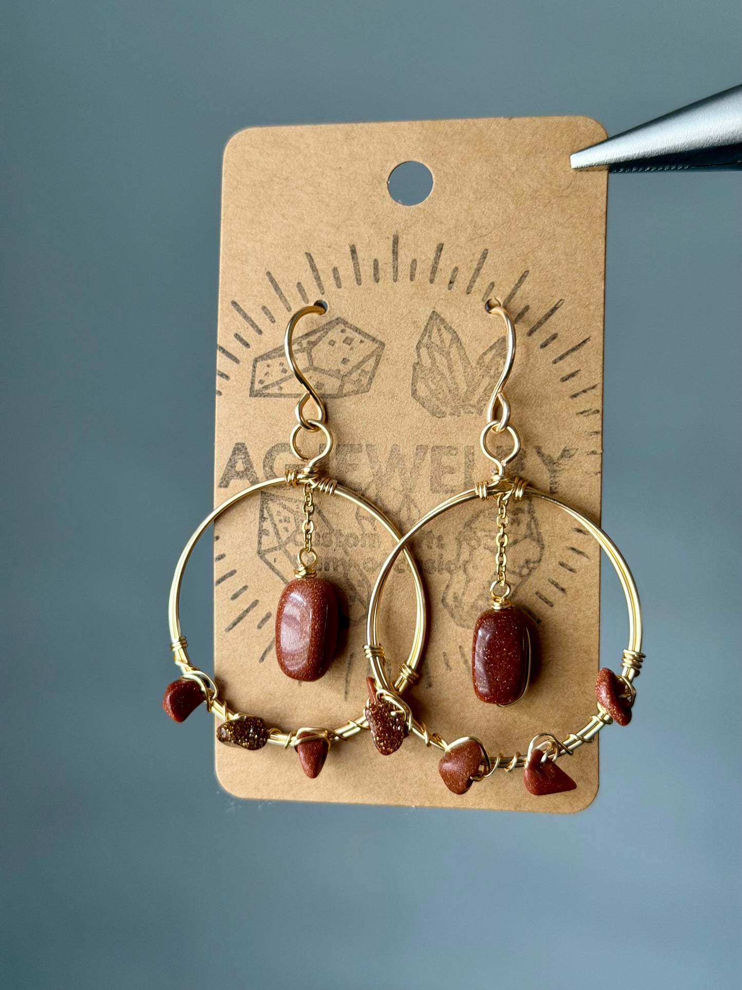 Sun stone hoops