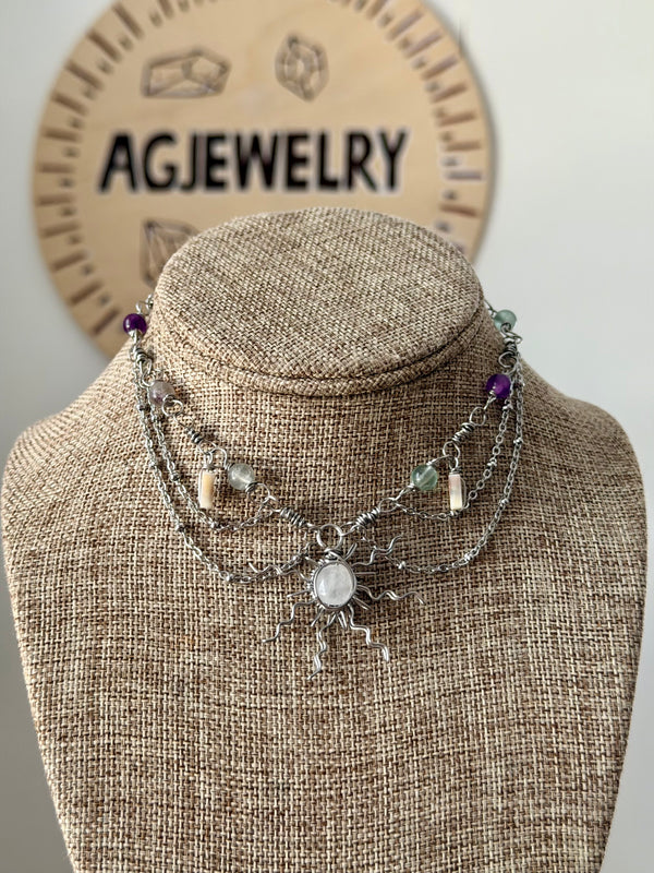 Sun fluorite fairy choker