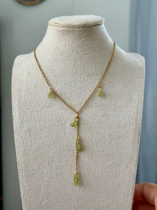 Peridot lariat o chain necklace