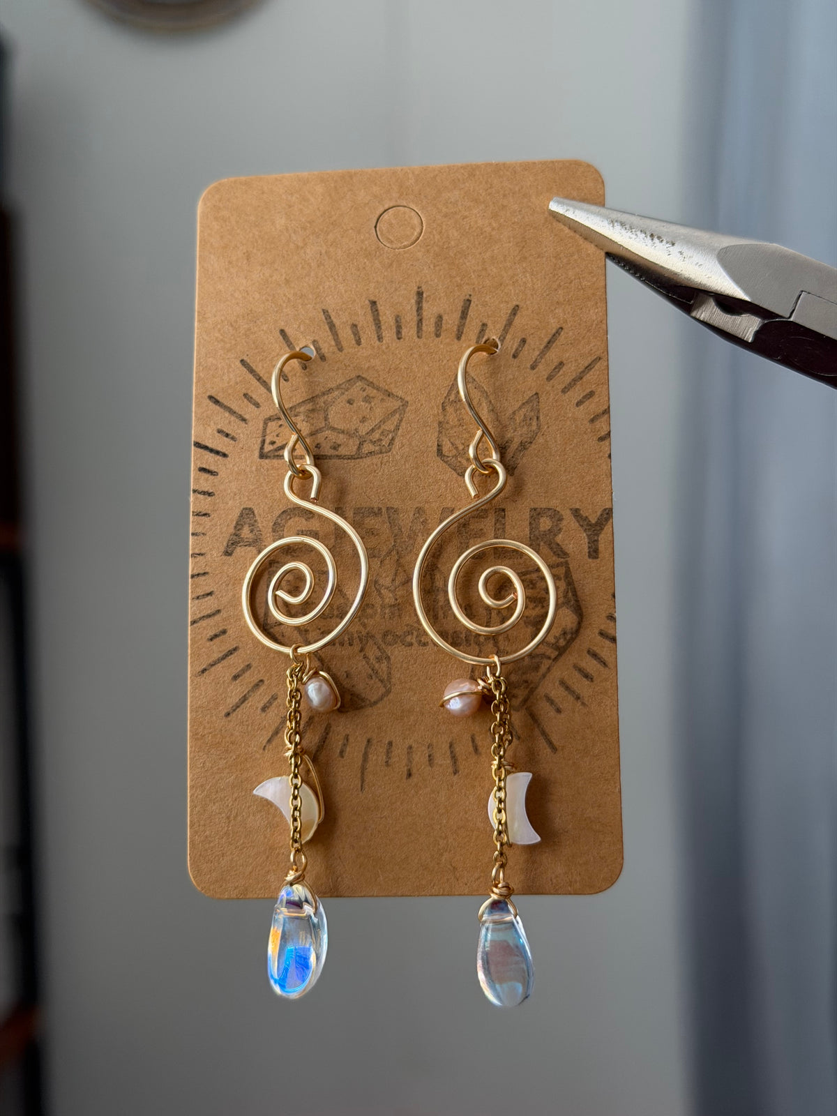 Swirl moon earrings