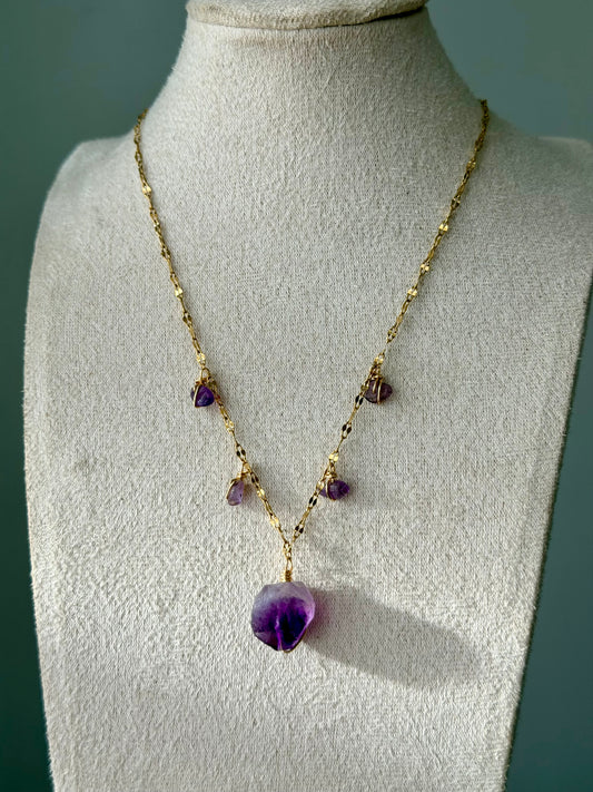 Amethyst diamond cut necklace