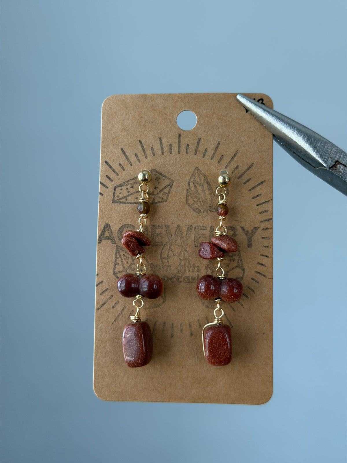 Gold stone drop earrings