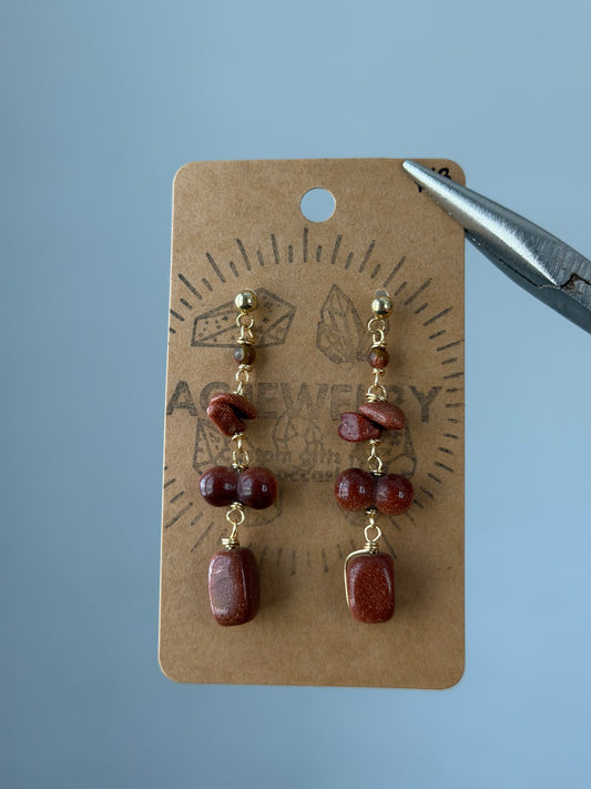 Gold stone drop earrings