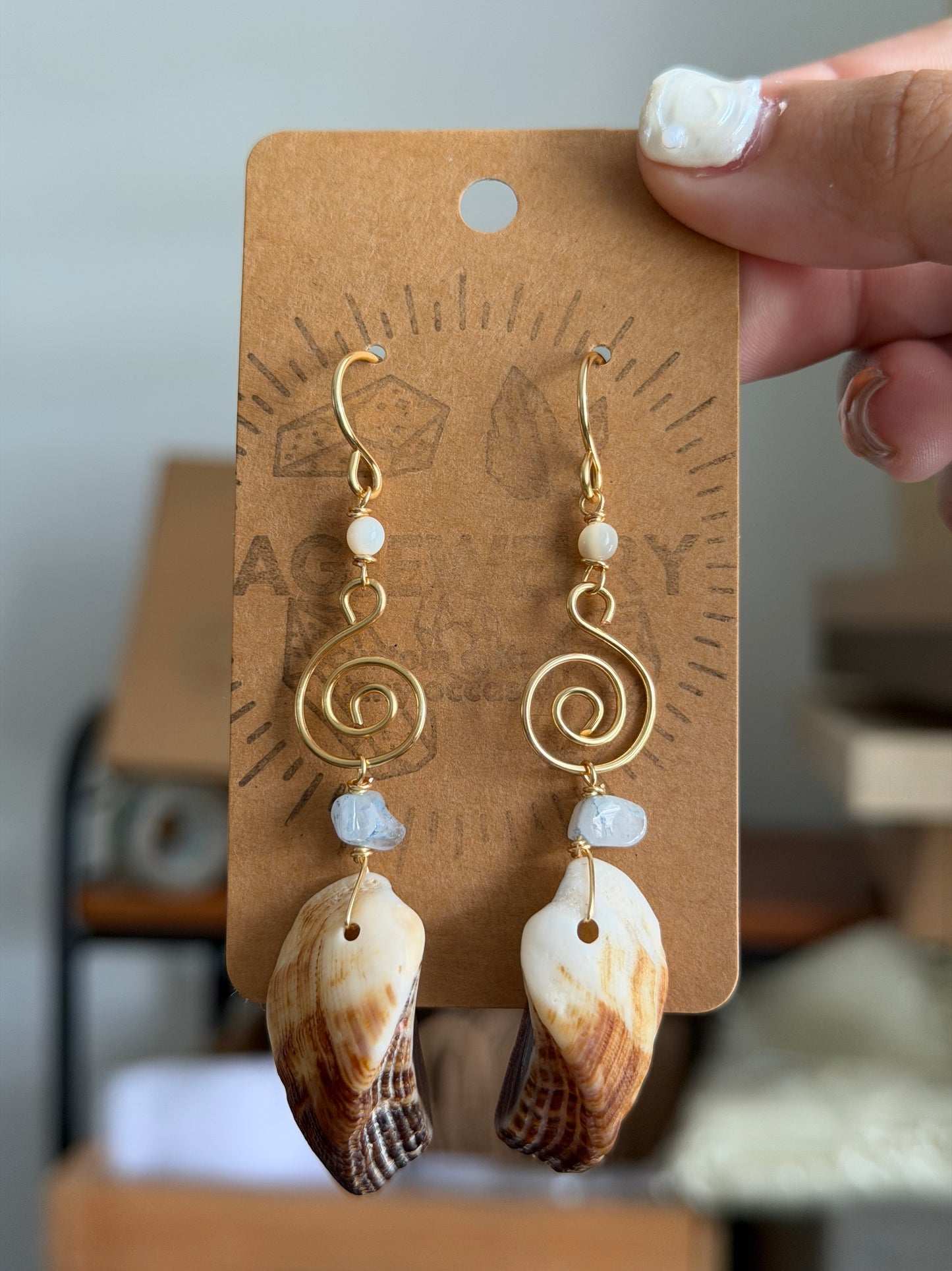 Shell swirl earrings