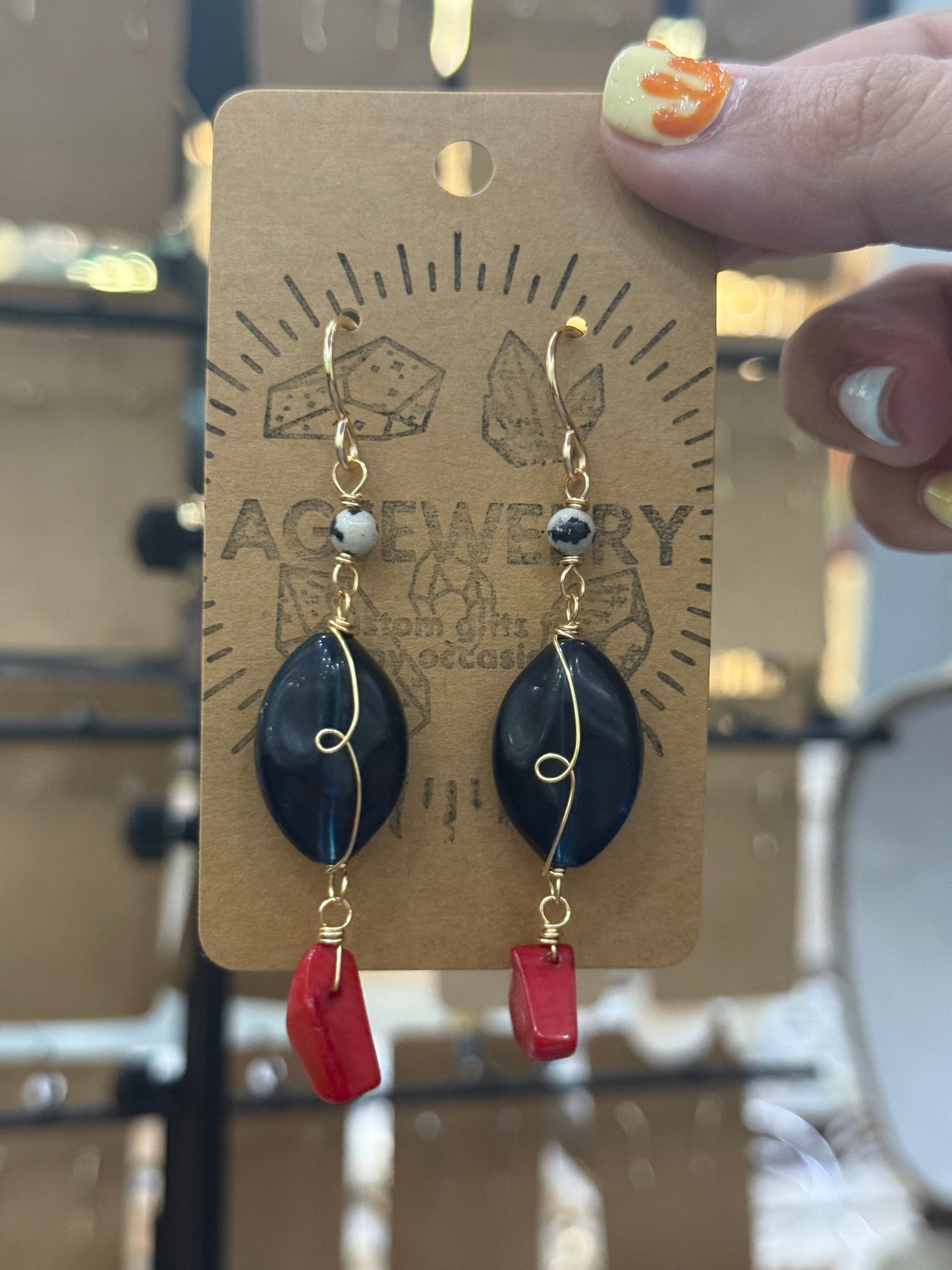 Coral dangle earrings