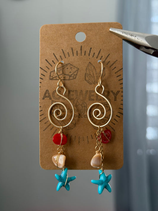 Swirl starfish earrings