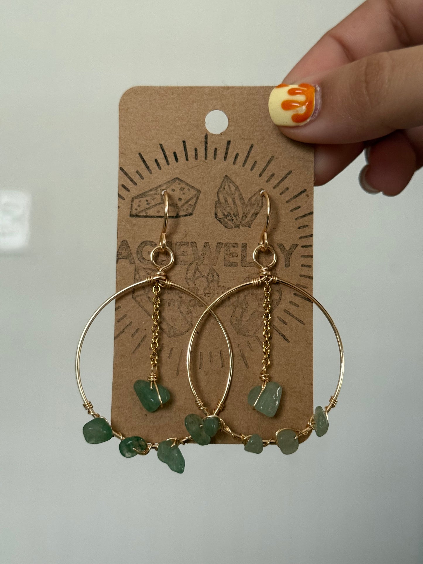 Green aventurine hoop earrings
