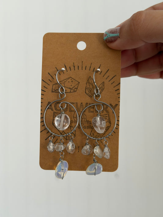 Clear quartz chandelier earrings