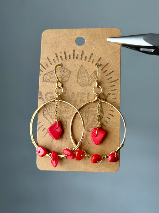 Red coral hoops