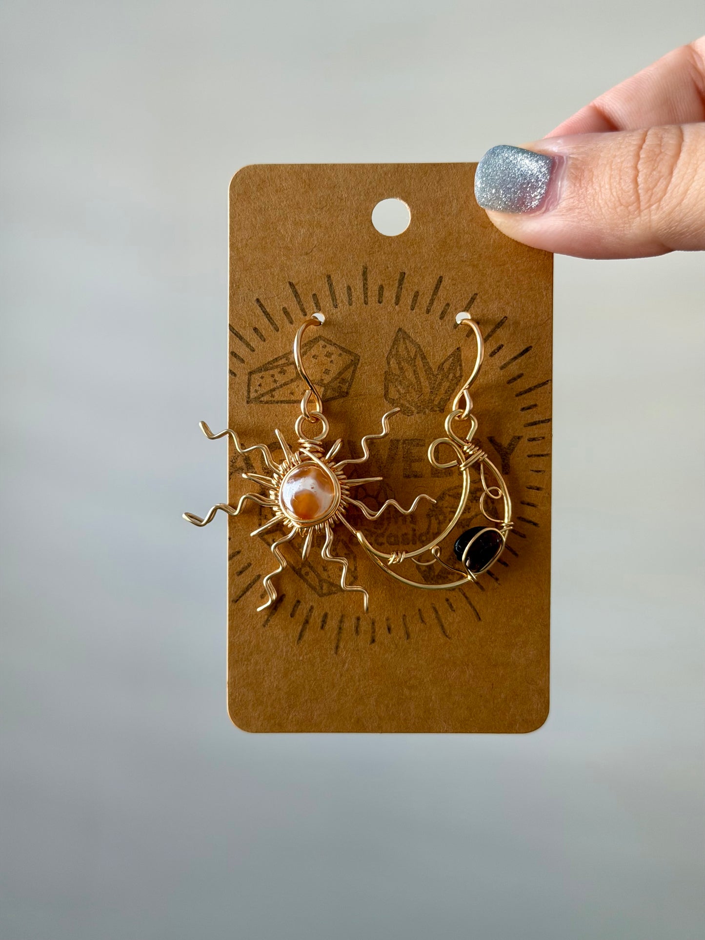 Sun moon earrings