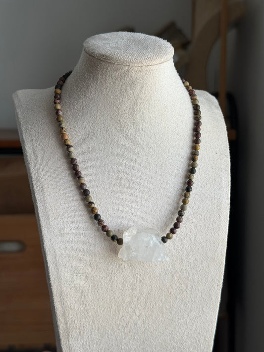 Clear quartz beaded necklace