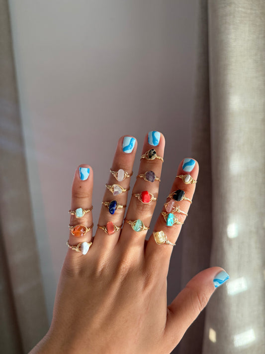 Simple crystal wire ring