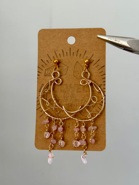 Moon chandelier stud earrings