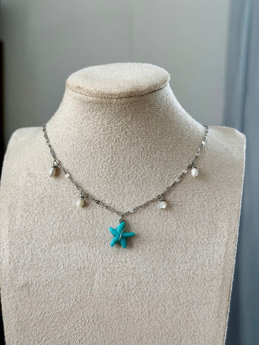 Starfish diamond cut necklace