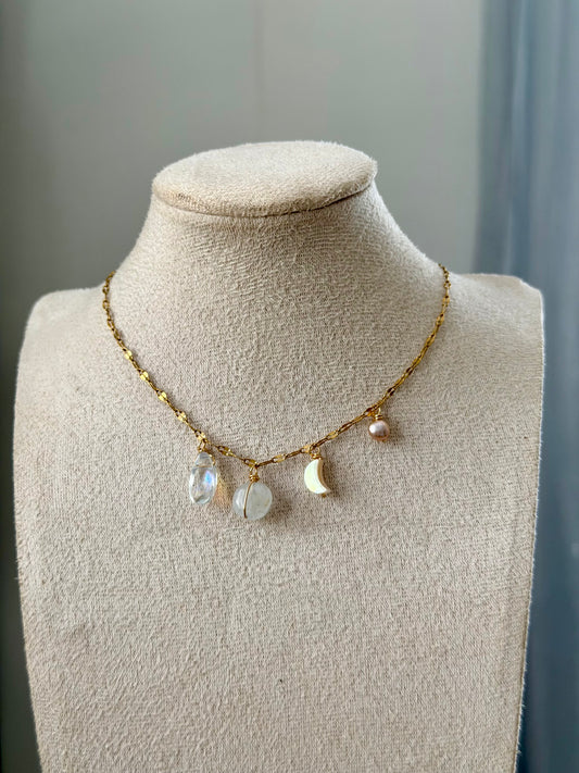 Aquamarine diamond cut necklace