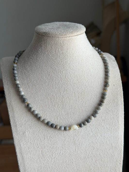 Agate moon beaded necklace
