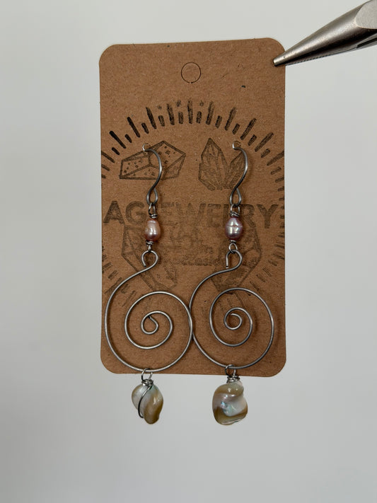 Pearl spiral earrings