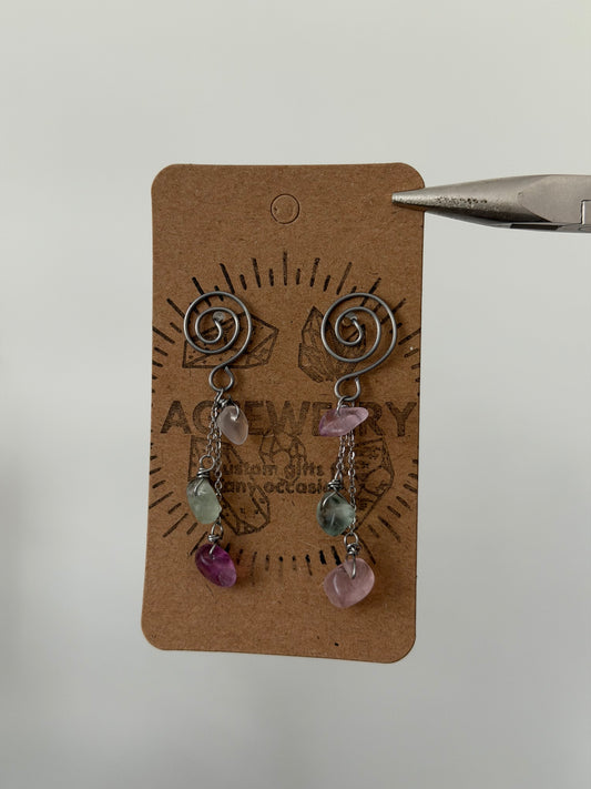 Fluorite spiral studs