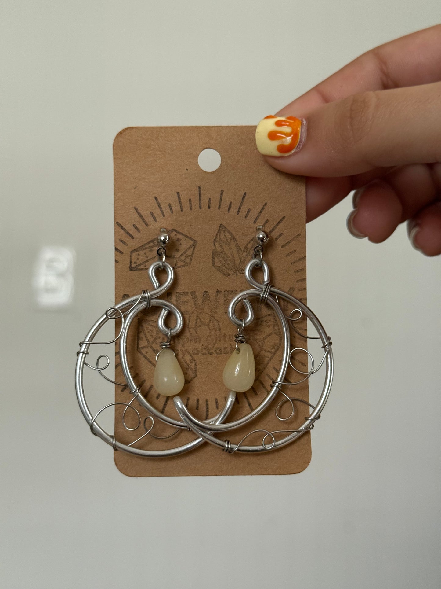 Jade moon earrings