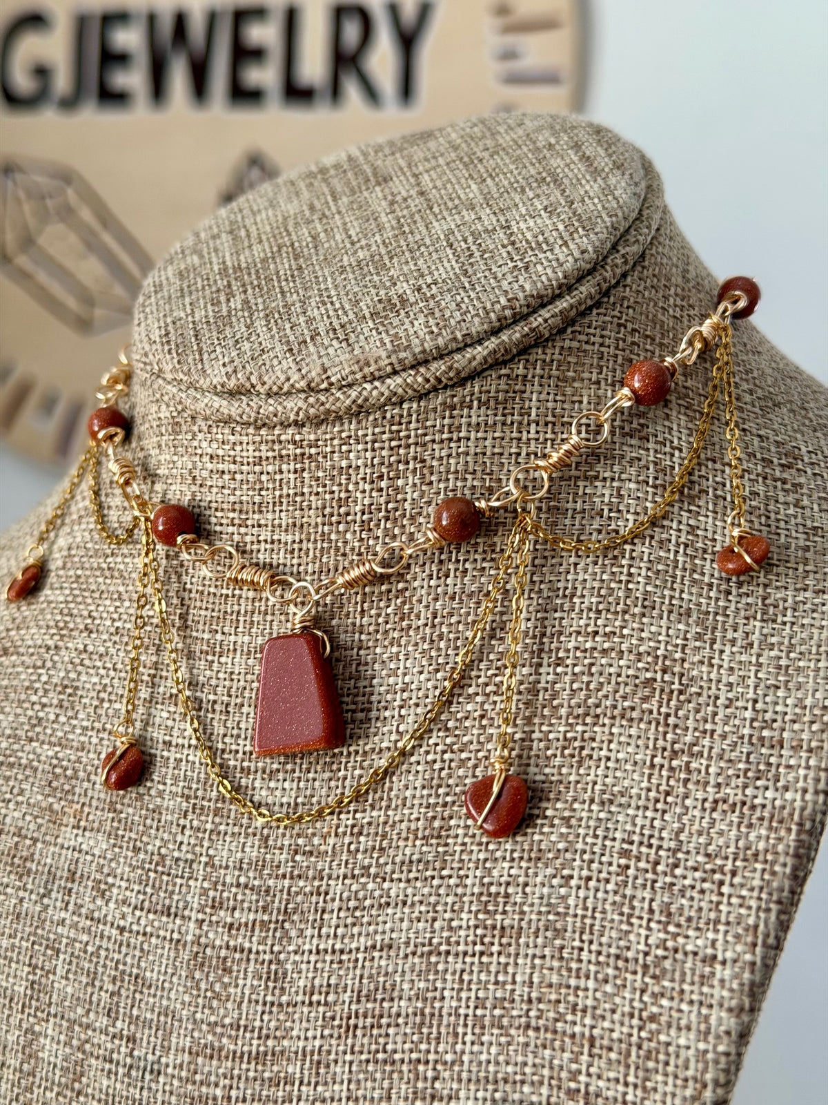 Gold stone fairy choker