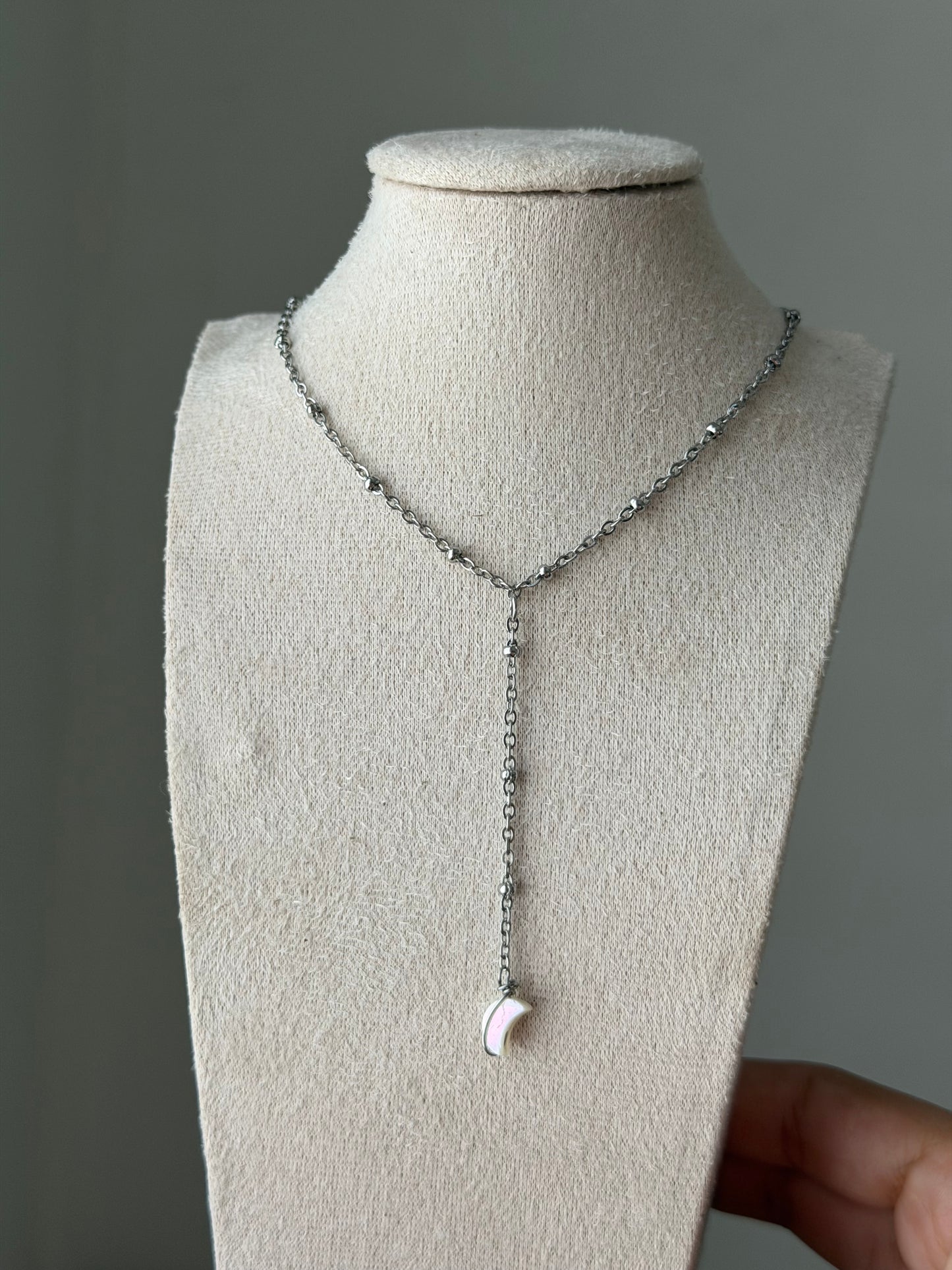 Mini moon Lariat necklace