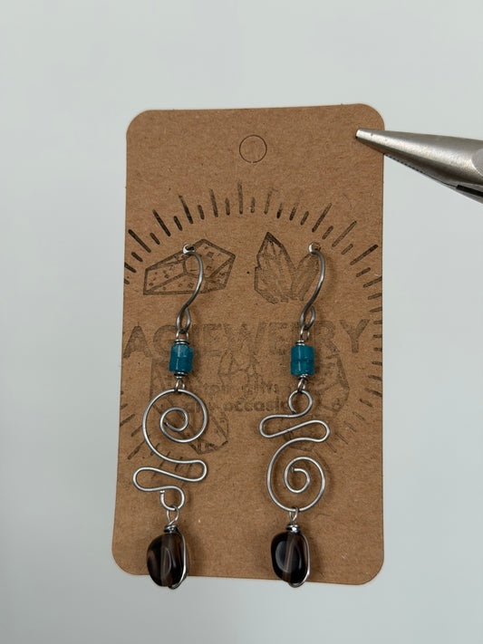 Smokey quartz swirl earrings