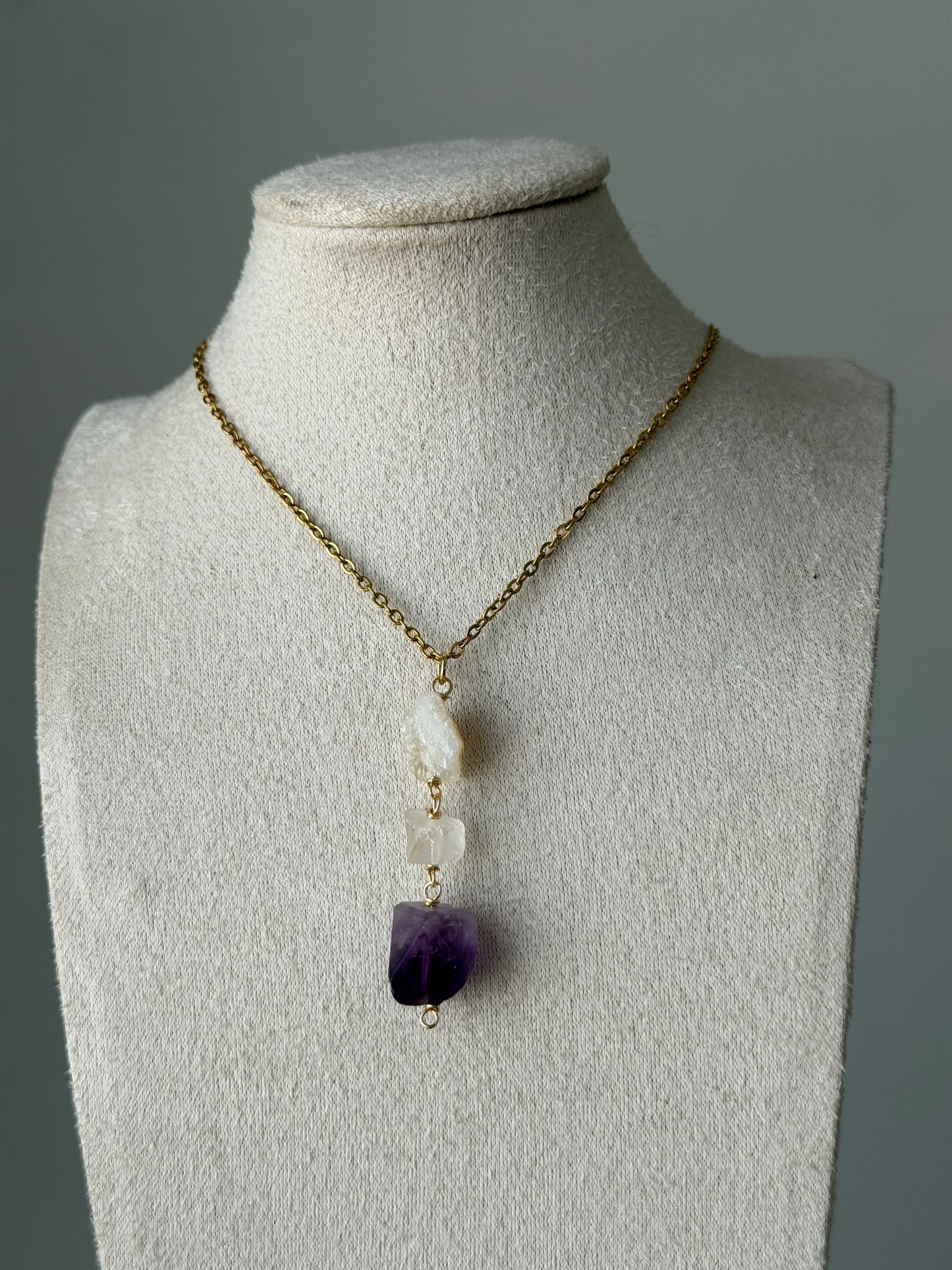 Quartz Y chain necklace