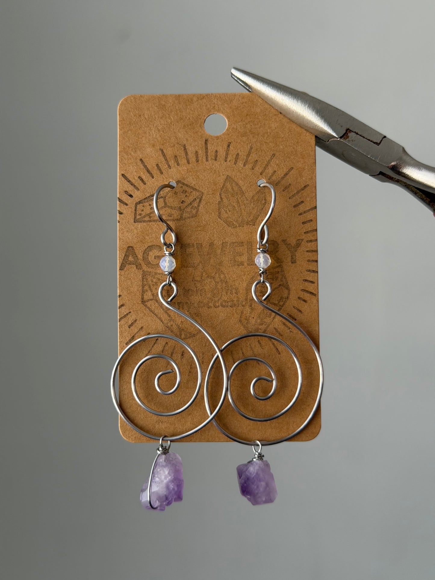 Amethyst swirl earrings