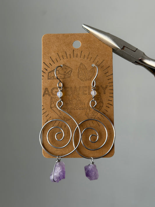 Amethyst swirl earrings